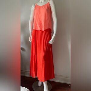 COS Vibrant Orange pleated maxi skirt